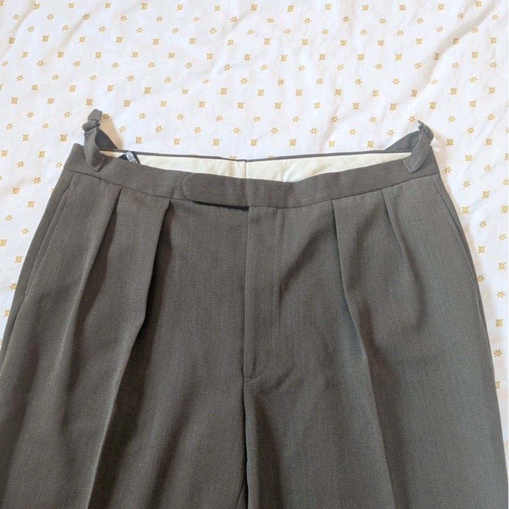 VTG POLO RALPH LAUREN 40x32 Wool Twill Pants Dbl Pleated OG Green Buckles USA - Picture 12 of 15